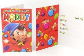 Noddy kids party invites with envelope (6 in pack