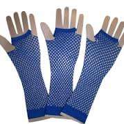 Blue fishnet gloves