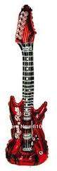 red Guitar foil balloon -  84cm - blows up with straw - rock and roll party