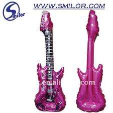 Guitar foil balloon - 84cm - blows up with straw - pink