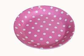 Pink polka dots big paper plates (10)