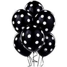 Helium quality balloon 10 in pack , black polka dots