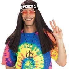 Hippie accessories kit for dress up, headband, glasses and peace necklace