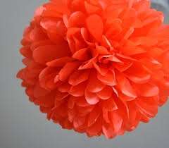 Tissue paper decorative hanging ball - orange 35cm - pom pom