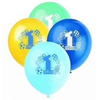 Helium quality balloon - printed 1st birthday  - blue