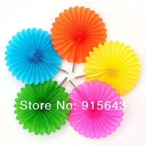 Tissue paper decorative hanging paper fan - 50cm - orange