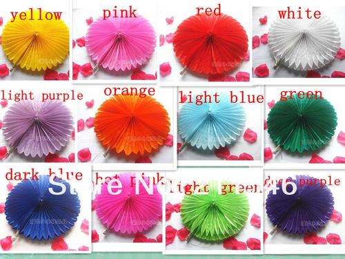 Tissue paper decorative hanging paper fan - 50cm - red