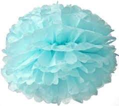 10 Tissue paper decorative hanging ball - blue 30cm - pom pom