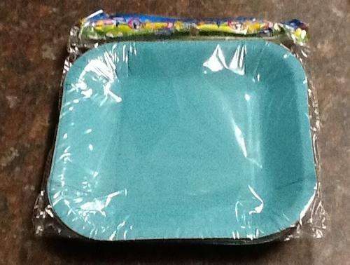 Small square paper plates (10) - turquoise