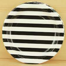 Black and white stripe paper plates