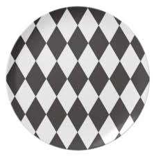 Black and white diamond paper plates