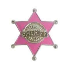 Pink plastic cowgirl badge
