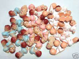 Baby shower plastic babies, pink, 10 per packet . 3cm
