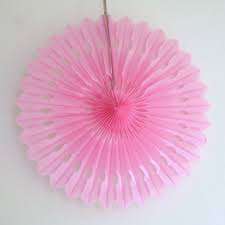 Tissue paper decorative hanging paper fan - 50cm - PINK