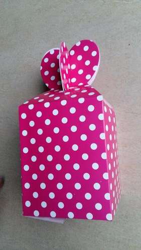 Coloured party boxes - 6 per pack - pink polka dot