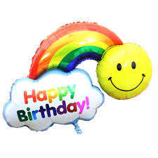 43cm Happy Birthday Rainbow Smileface kid party Foil Balloon - blow up with pump - great party favor