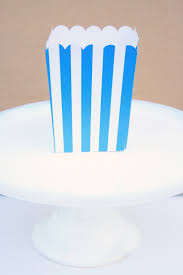 15cm Very light Blue and white stripe popcorn party foldable paper boxes( 10 in a pack)