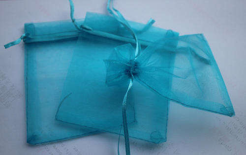 Turquoise organza  gift bag 13x18cm, packet with 50