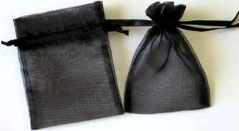 Black organza  gift bag 7x9cm, packet with 10