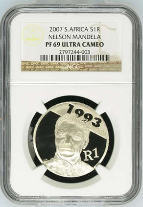 2007 Nelson Mandela Silver R1 - NGC - PF69 Ultra Cameo