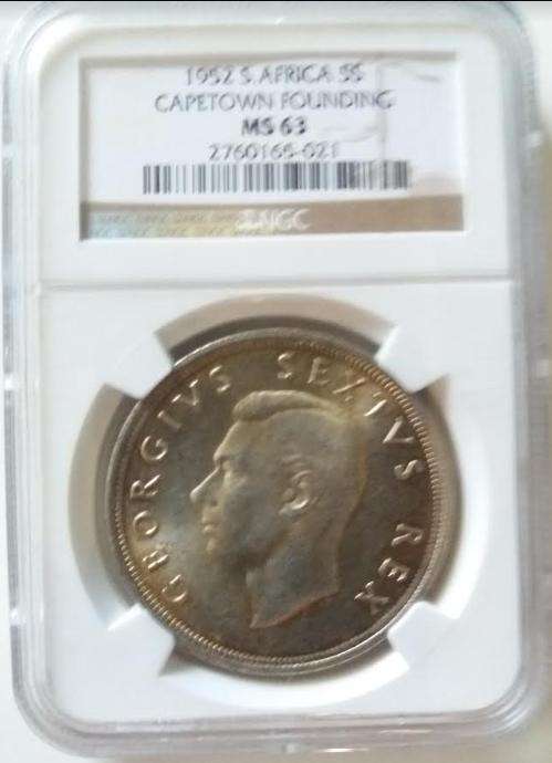 1952 "Capetown Founding 5 Shillings" MS63 NGC Graded