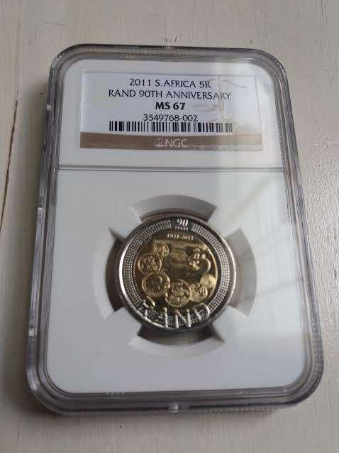 2011 South Africa 5R "Reserve Bank Anniversary" MS67 NGC Graded