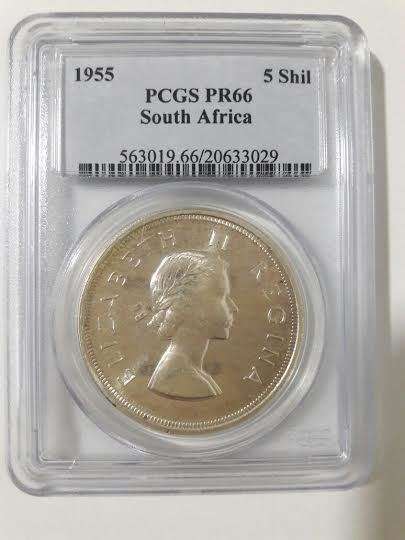 1955 SA Union 5 Shillings PCGS PR66