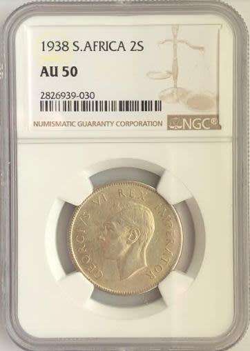 1938 Union 2 Shilling AU50 NGC 2826939-030