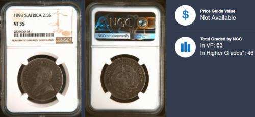 1893 ZAR 2.5 Shilling VF35 NGC 2826939-031