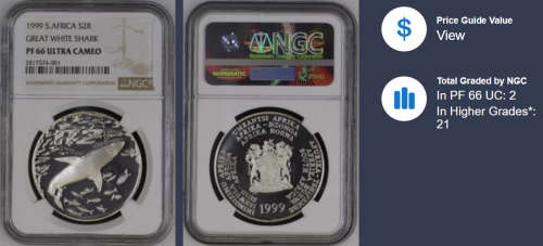 1999 Silver R2 Great White Shark PF66 Ultra Cameo NGC 2817574-001