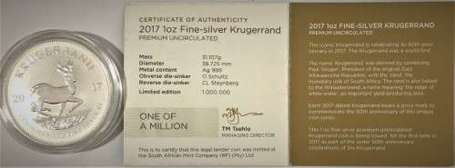 2017 50 year Anniversary Commemorative Mint Marked Silver Krugerrand