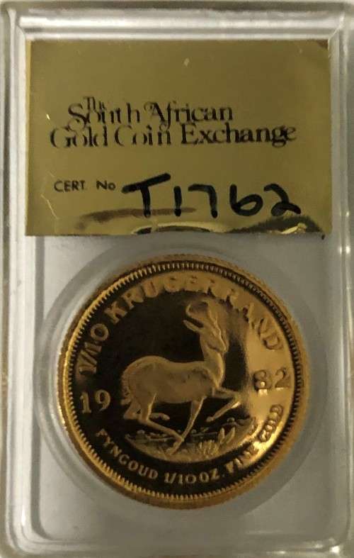 1982 1/10th Proof Gold Krugerrand Cert. No T1762(Relisted due to no payment from Buyer)