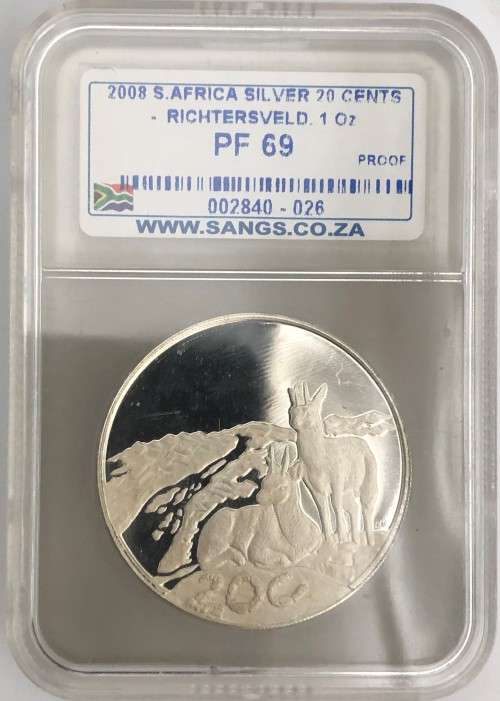 2008 1oz Silver 20C Klipspringer PF69 (Peace Park Series)