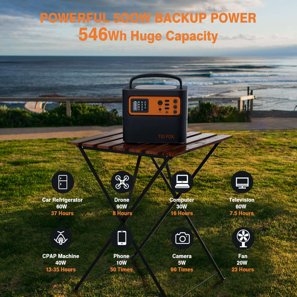 TIGFOX 500W BACKUP POWER 546Wh - PURE SINE WAVE