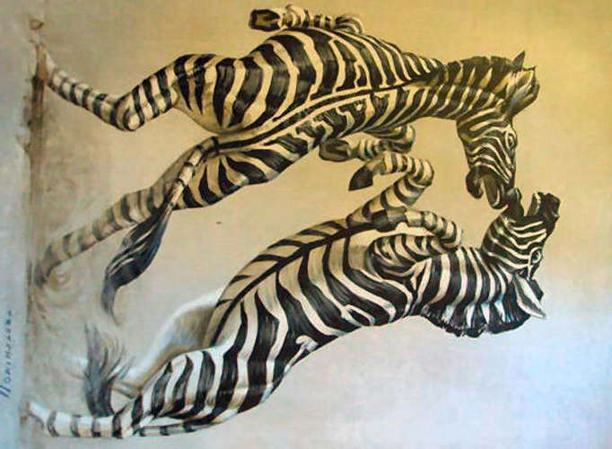 "The Fighting Zebras", by Tretchikoff, 114 x 84 cms