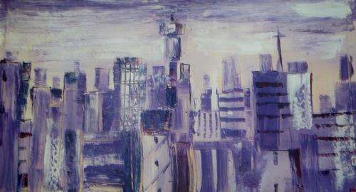 "Jozi", Oil on Canvas, 90 x 50 cms, by Ishmail Mwenye, Big Size, Emerging Talent Artist Postage R 35