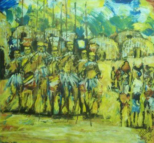 Shelton Khumalo, 95 x 100 cms, "The Women of the Village", Special Commission for USA NGO "FRESH"