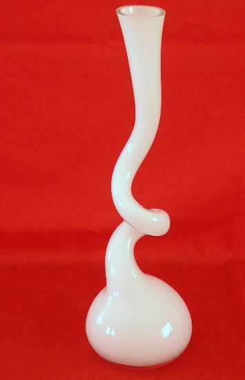 Exceptional!!! White Spiral Display Vase. Two Layer Cased Glass. Venetian??