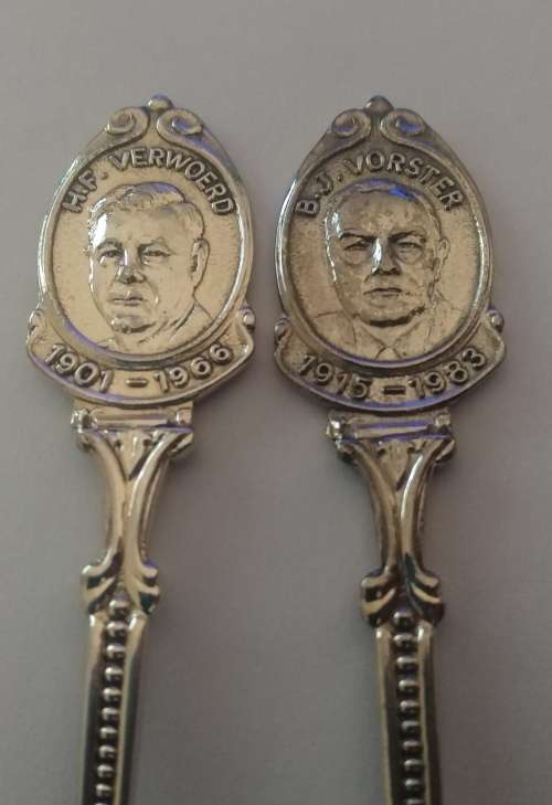 Four SILVER PLATED TEA SPOONS FEATURING SOUTH AFRICAN PRIME MINISTERS AND DATES