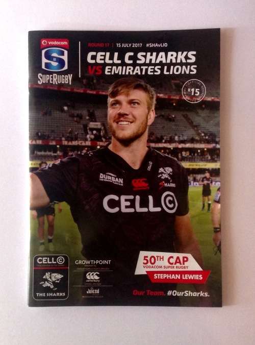 Sharks v Lions Rugby Programme (15 July 2017)