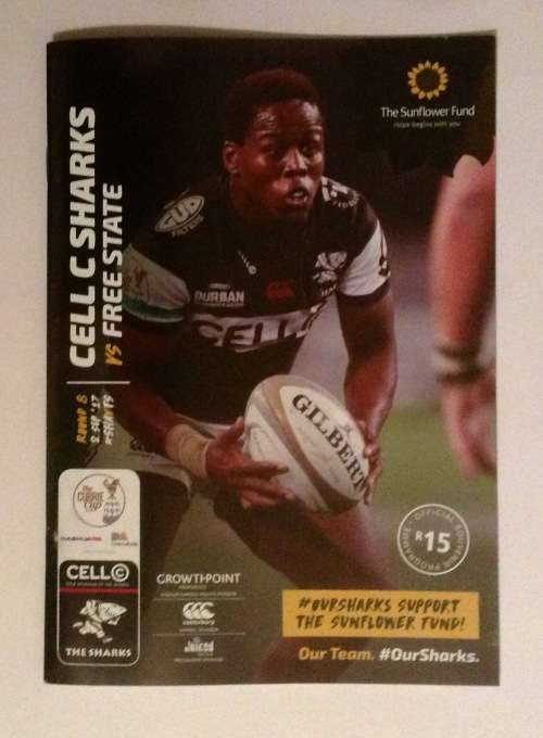 Sharks v Free State rugby programme (2 Sep 2017)
