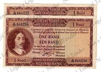 G Rissik ~ 1st Issue Consecutive nr's ~ A54 466236 & 7 ~ AUNC ~ E/A