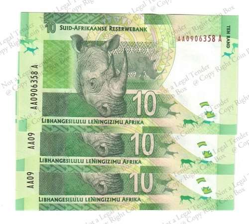 Gill Marcus ~ 2nd Issue 3 x Consecutive nr's ~ AA 0906358 - 60 E ~ UNC