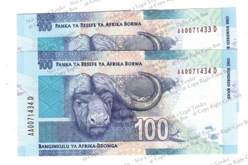 Gill Marcus ~ 2nd Issue Consecutive nr's ~ AA0071433 & 34 ~ UNC