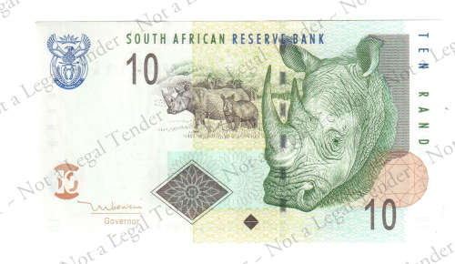 TT Mboweni, 2nd Issue,  R10`s ` UNC` `FQ 3037336 A`