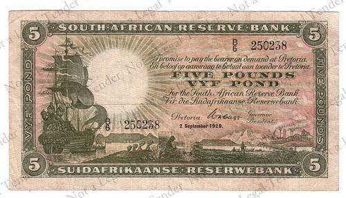 WH Clegg ~ 1929 FIVE Pounds ~ 4th Issue ~ VF