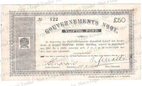 ZAR Vijftig pond ~ Pretoria Issue ~EF- ~  No. 122 ~ Great number !