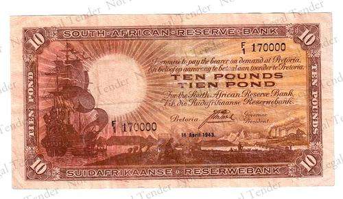 J Postmus ~ 10 Pounds ~ Only Issue ~ F1 17000 ~ AUNC ~ Great Serial Number