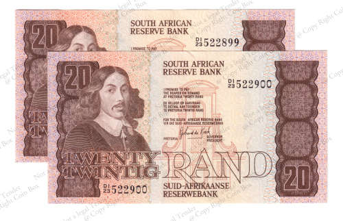 GPC de Kock, 2nd Issue, R20 , D123 522899 and 00, UNC