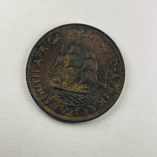 1954, 1/2 Penny, AUNC